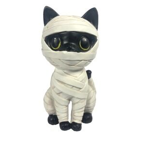 Unbranded Mummy Cat Figurine Halloween Decor Medium Black New Resin Gothic Kitty